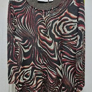 Sag Harbor Black Red Cream Wave-Print Tunic